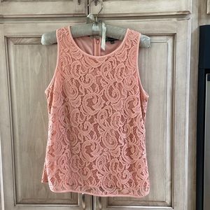 Adrianna Papell lace top salmon peach color sz S euc